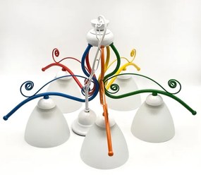 Csillár láncon RETRO 5xE27/60W/230V fehér/színes