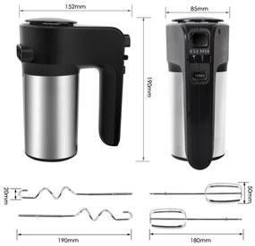 Aigostar - Kézi mixer 300W/230V fekete/króm