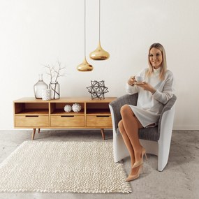 Klub fotel, fehér textilbőr / szürke szövet, CUBA