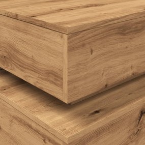 kézműves tölgy színű dohányzóasztal LED-lámpákkal 90x50x40 cm