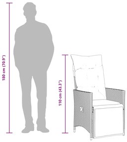 vidaXL 7 részes szürke polyrattan kerti bisztrógarnitúra párnákkal
