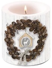 Karácsonyi átvilágítós gyertya Pine Cone Wreath 8x7,5cm