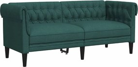 vidaXL sötétzöld 2 személyes szövet Chesterfield kanapé
