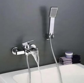 Fali kádtöltő csaptelep EYN SK3542 LED-világítással és vízeséses kifolyóval, króm, ezüst és fekete-fehér kivitelben