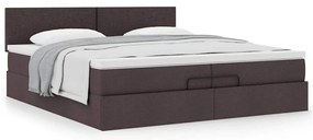 Ottomán ágykeret matraccal sötétbarna 200x200 cm szövet