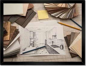 Poszterek keretben 40x30 Színes ház rajz