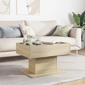 Sonoma tölgy szerelt fa dohányzóasztal LED-del 70 x 50 x 45 cm