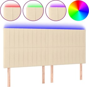 vidaXL krémszínű szövet LED-es fejtámla 180x5x118/128 cm