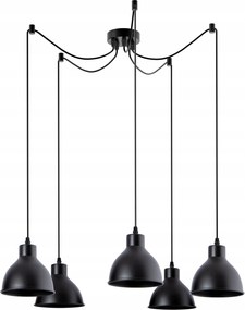 Nagy pók lámpa hosszú vezetékek elrendezése 5 lámpabúra fekete étterem