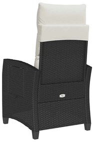 fekete polyrattan fekvő kerti szék oldalsó asztallal