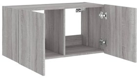 szürke sonoma színű fali TV-szekrény LED-del 80x35x41 cm