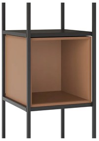 Fekete-téglavörös könyvespolc 36x179 cm Anya – Marckeric