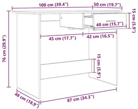 Asztal fiókkal kézműves tölgy 100 x 50 x 76 cm Faanyag