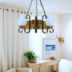 Brilagi - Csillár láncon QUEEN 3xE14/40W/230V bükkfa