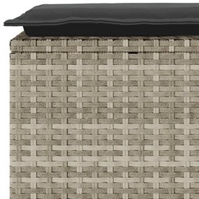 világosszürke polyrattan kerti pad párnával 110x40x44 cm