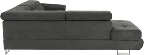 Ülőgarnitúra tárolóhellyel, szürke, szövet, balos, BUTON R
