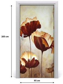 Ajtó tapéta vadvirágok pipacsok 75x205 cm