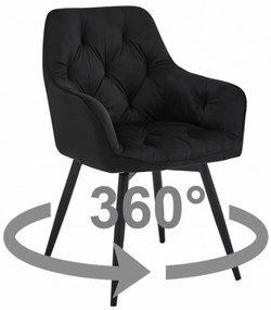 JORK360 VELVET fekete forgó étkezőszék