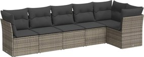 vidaXL 6 részes szürke polyrattan kerti ülőgarnitúra párnákkal
