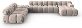 Világosbarna bársony moduláris sarokkanapé (bal oldali-U alakú) Bellis – Micadoni