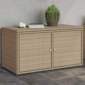 bézs polyrattan kerti tárolószekrény 110 x 55 x 60,5 cm