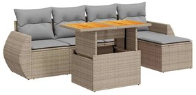vidaXL 6 részes bézs polyrattan kerti ülőgarnitúra párnával