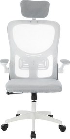 Ergonomikus irodai szék deréktámasszal, fejtámlával, szürke