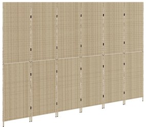 6 paneles térelválasztó, hajtható, bézs, 294x180 cm, poly rattan