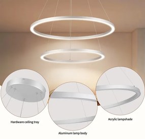 Brilagi-LED Dimmelhető. kábeles függeszték PORTOFINO LED/98W/230V átm. 80 cm ezüstszínű+távirányítóval