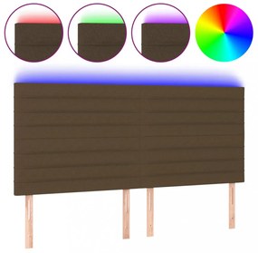sötétbarna szövet LED-es fejtámla 200x5x118/128 cm