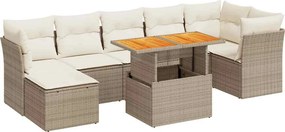 vidaXL 8 részes bézs polyrattan kerti ülőgarnitúra párnával