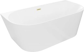 Mexen Oval Slim szabadon álló fal melletti kád 170 x 80 cm, fehér, túlfolyó arany szálcsiszolt - 52661708000-55