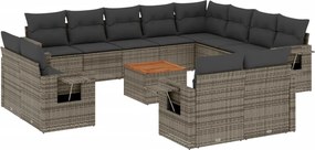 vidaXL 13 részes szürke polyrattan kerti ülőgarnitúra párnákkal