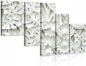 Vászonkép 170x100 Fehér dombormű szobor levelek virágok botanika textúra