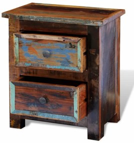 kétfiókos tömör újrahasznosított fa éjjeliszekrény