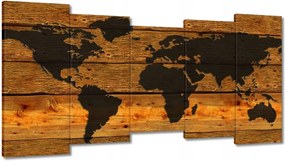 Festmények 150x80 Világtérkép deszkákon