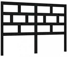 fekete tömör fenyőfa ágyfejtámla 126 x 4 x 100 cm
