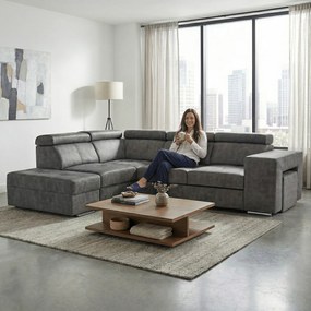 Ülőgarnitúra, szürke, balos, MALAGA