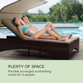 Blumfeldt Eremitage Double Lounger, kétszemélyes napozóágy, alumínium / rattan, barna