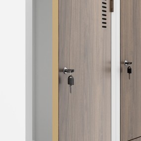 L típusú öltözőszekrény fehér / dió: Eco Design JULIA, 800 x 1850 x 450 mm