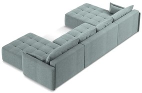 Kék kinyitható-tárolóhelyes (U alakú) sarokkanapé Moku – Makamii