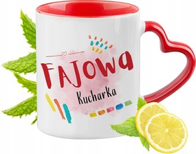 Szakács bögre piros, szív alakú füllel Ajándék