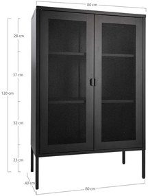 Fekete fém tálalószekrény 80x120 cm Melbourne – House Nordic