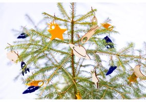 Medium 8 db-os sárga-kék filc karácsonyi dekoráció - Spira