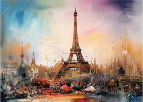 Üveg kép - Az Eiffel-torony festménye (70x50 cm)