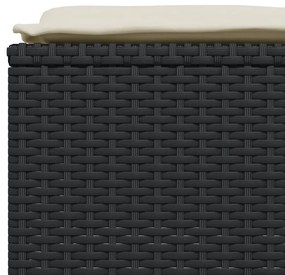 4 db fekete polyrattan kerti szék párnákkal