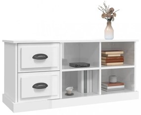 magasfényű fehér szerelt fa TV-szekrény 102 x 35,5 x 47,5 cm