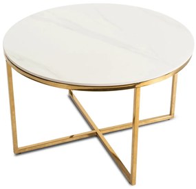 Fehér Márványhatású Kőlap Dohányzóasztal. MARINE