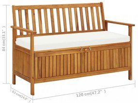 tömör akácfa kerti XL tárolópad 120 x 63 x 84 cm