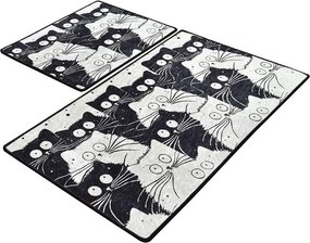 Fekete-szürke fürdőszobai kilépő szett 2 db-os 60x100 cm White Cats – Foutastic